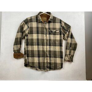 Legendary Whitetails Mens Plaid Flannel Shirt M Corduroy Collar & Cuffs Button C